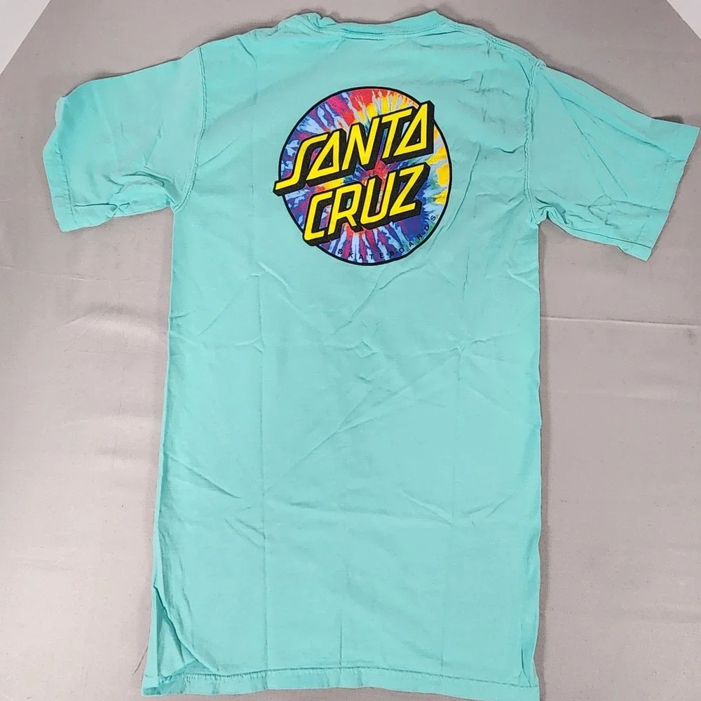 Santa Cruz Skateboards Tie Dye Dot Logo T-Shirt Mint Green XS Short Sleeve Tee